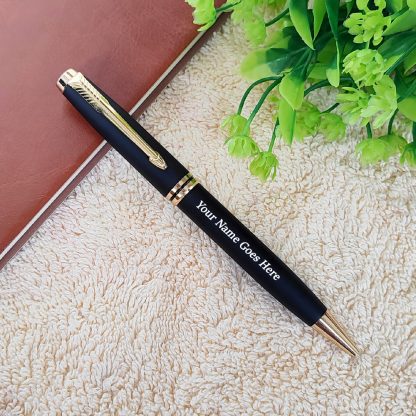 Personalized Metal Pen With Name Engraved, Pen for Gift, Name Printed Pen (Pack of 1 Pen) Black and Golden